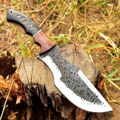 11" Tactical Outdoor Survival knife Carbon Steel Fixed Blade Tracker knives Ram Horn & wood Handle x-235