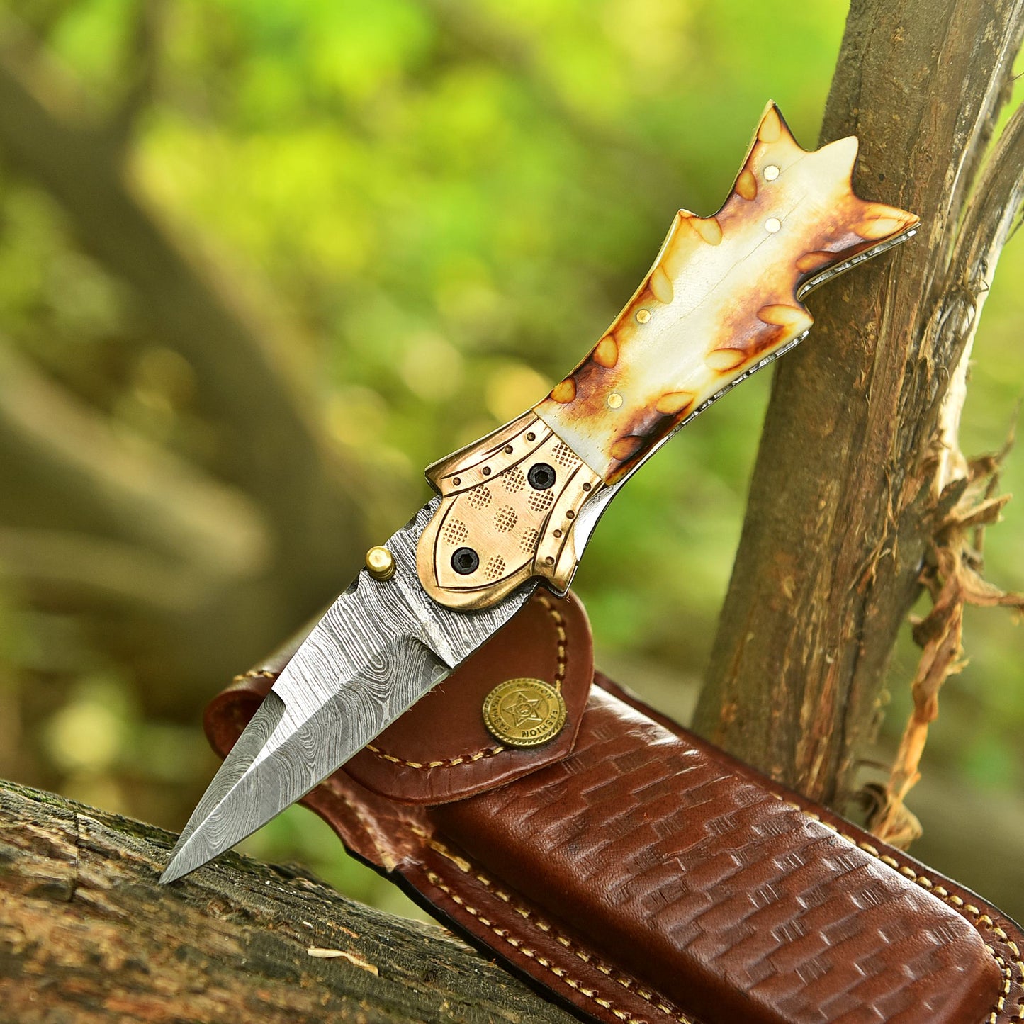 EDC Hunting Hand Forged Damascus Steel Folding Blade Pocket Knife