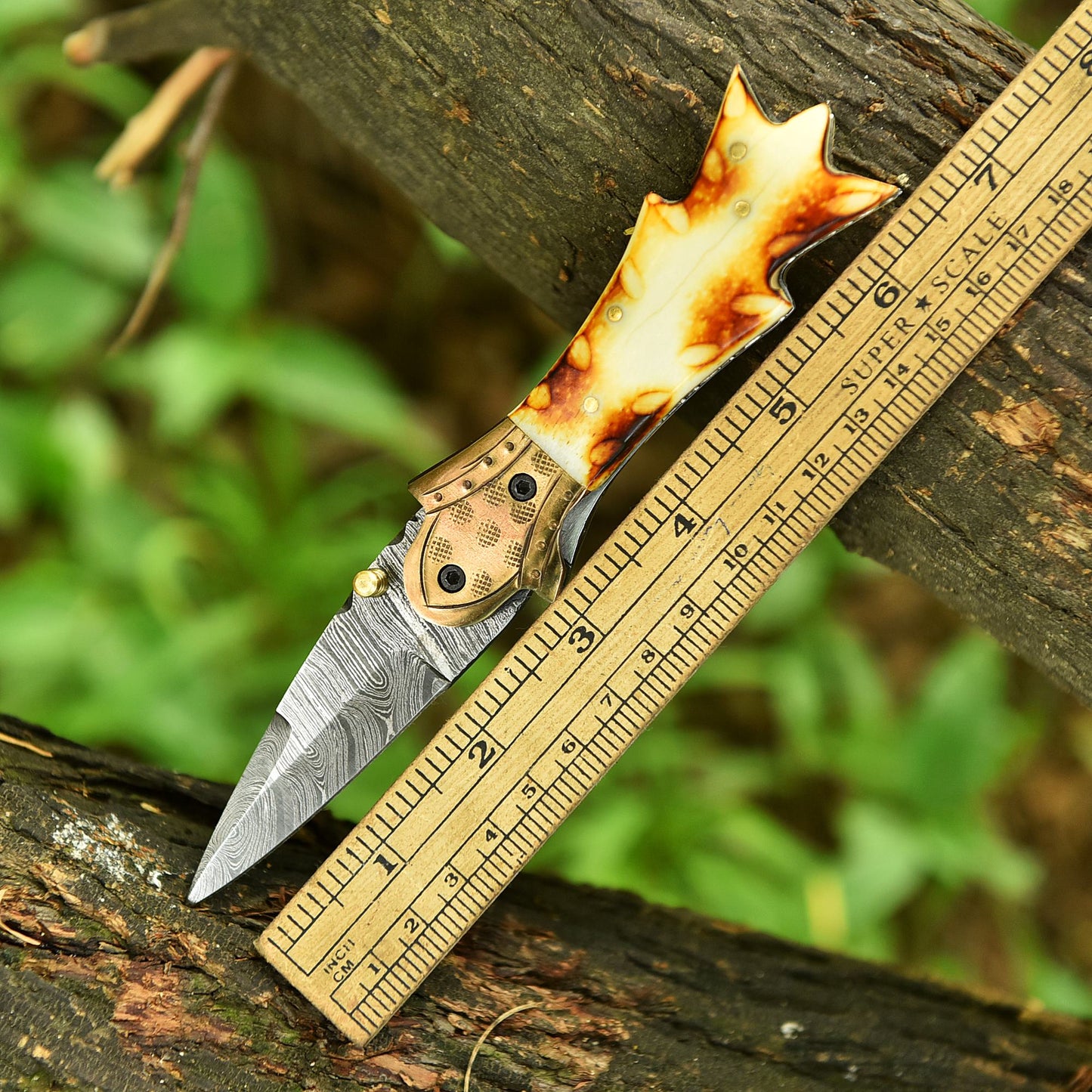 EDC Hunting Hand Forged Damascus Steel Folding Blade Pocket Knife