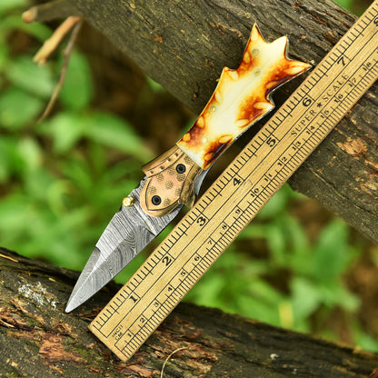 EDC Hunting Hand Forged Damascus Steel Folding Blade Pocket Knife