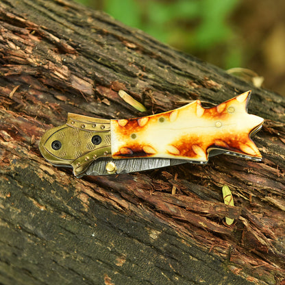 EDC Hunting Hand Forged Damascus Steel Folding Blade Pocket Knife