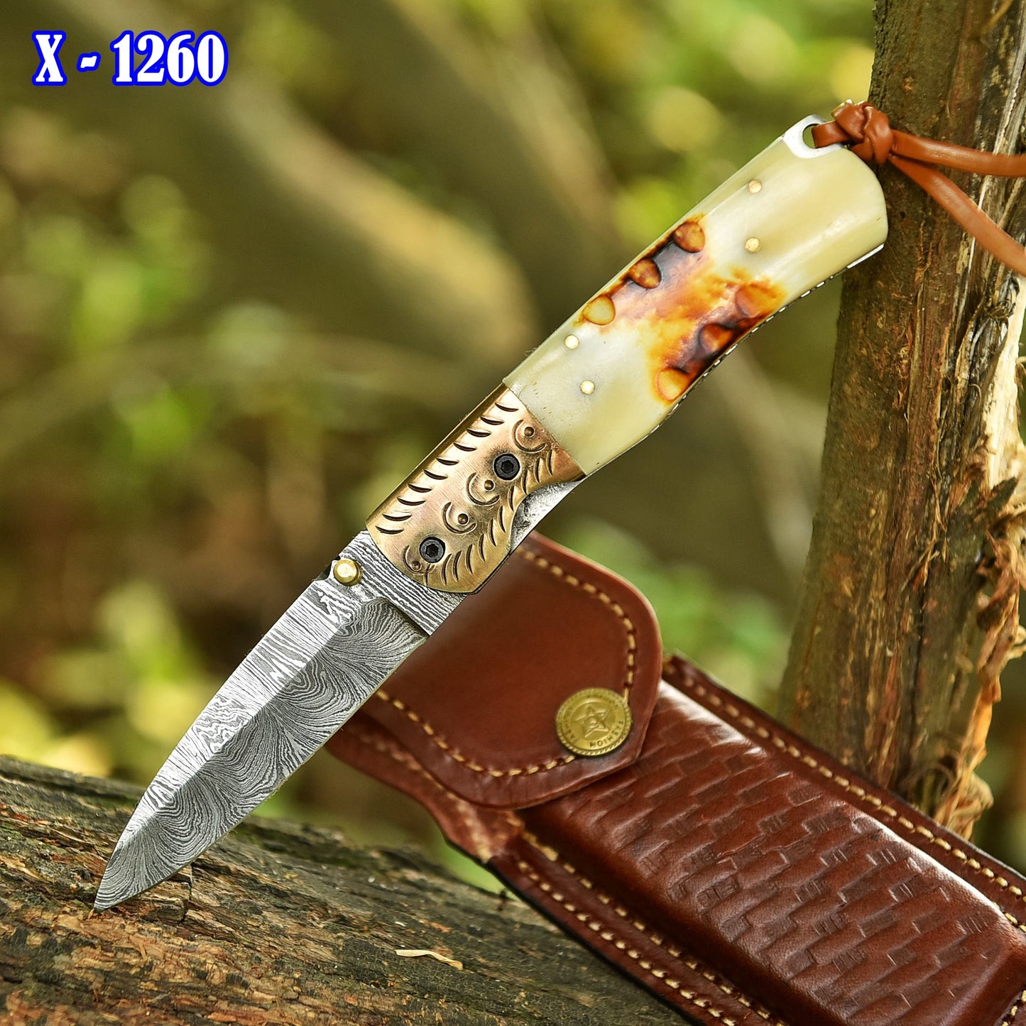 Handmade Folding Blade Pocket Hunting Camping Knife Camel Bone Handle