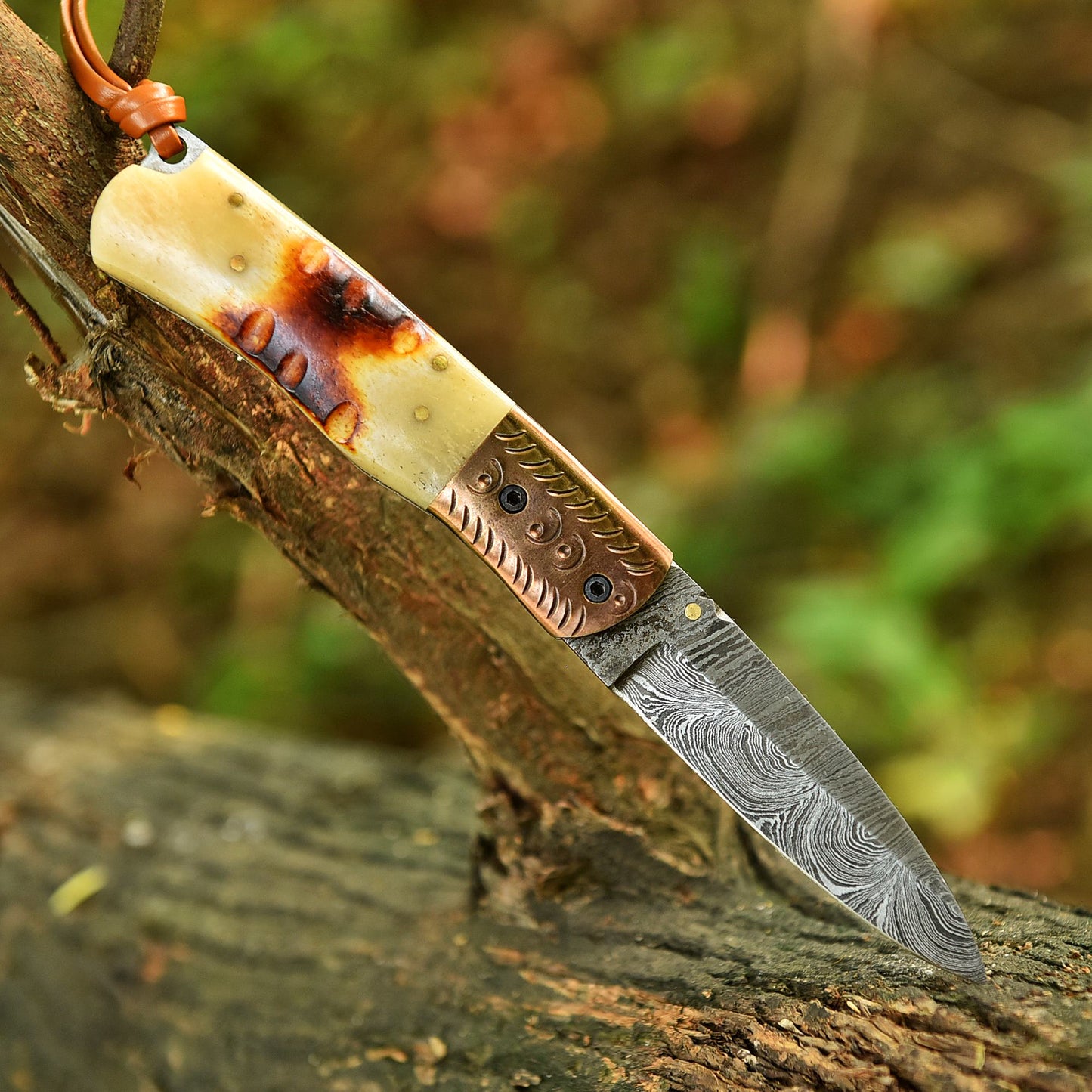 Handmade Folding Blade Pocket Hunting Camping Knife Camel Bone Handle