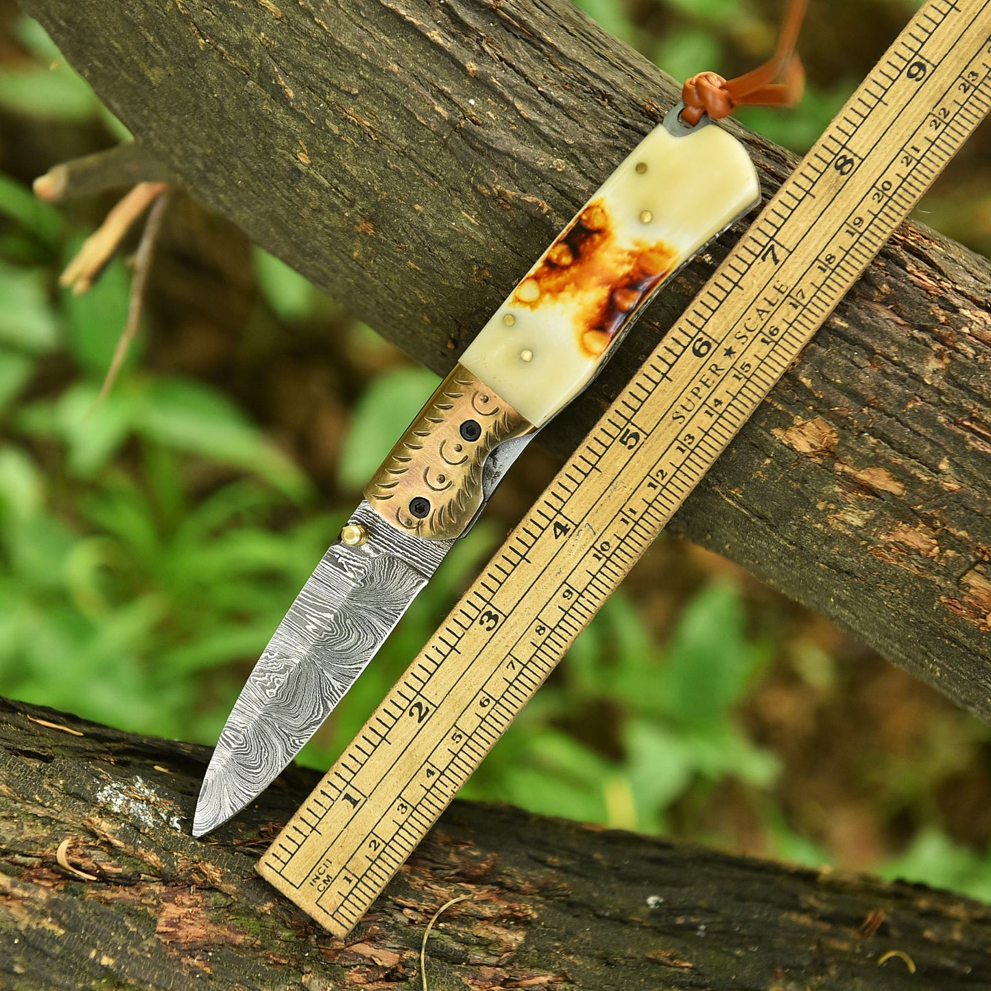 Handmade Folding Blade Pocket Hunting Camping Knife Camel Bone Handle