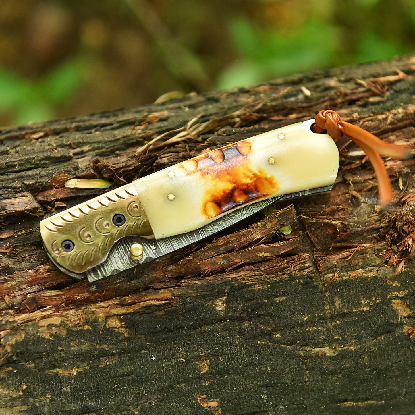 Handmade Folding Blade Pocket Hunting Camping Knife Camel Bone Handle