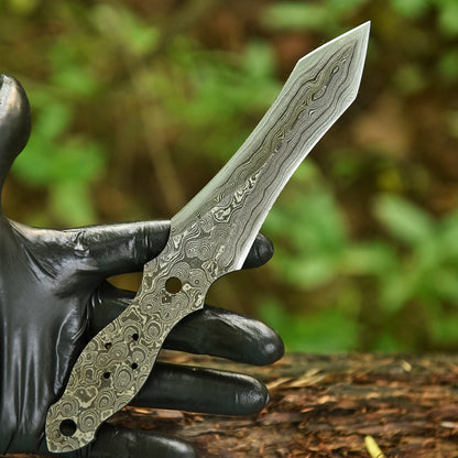 Hand Forged High Carbon Damascus Double Edge Dagger Blade Blank