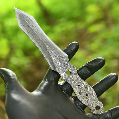 Hand Forged High Carbon Damascus Double Edge Dagger Blade Blank