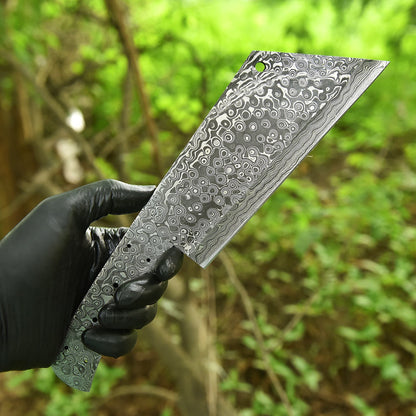 Elite Full Tang Handcrafted Damascus Steel Cleaver Knife Blank Blade