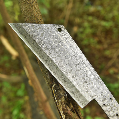 Elite Full Tang Handcrafted Damascus Steel Cleaver Knife Blank Blade