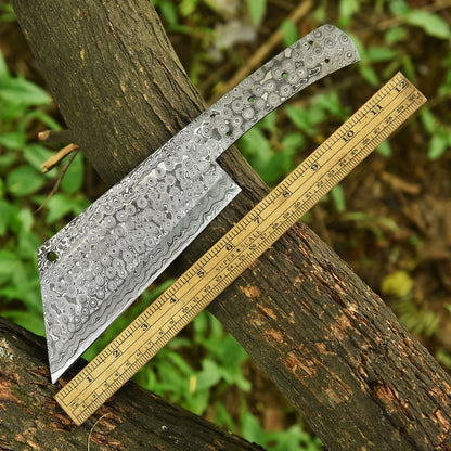 Elite Full Tang Handcrafted Damascus Steel Cleaver Knife Blank Blade