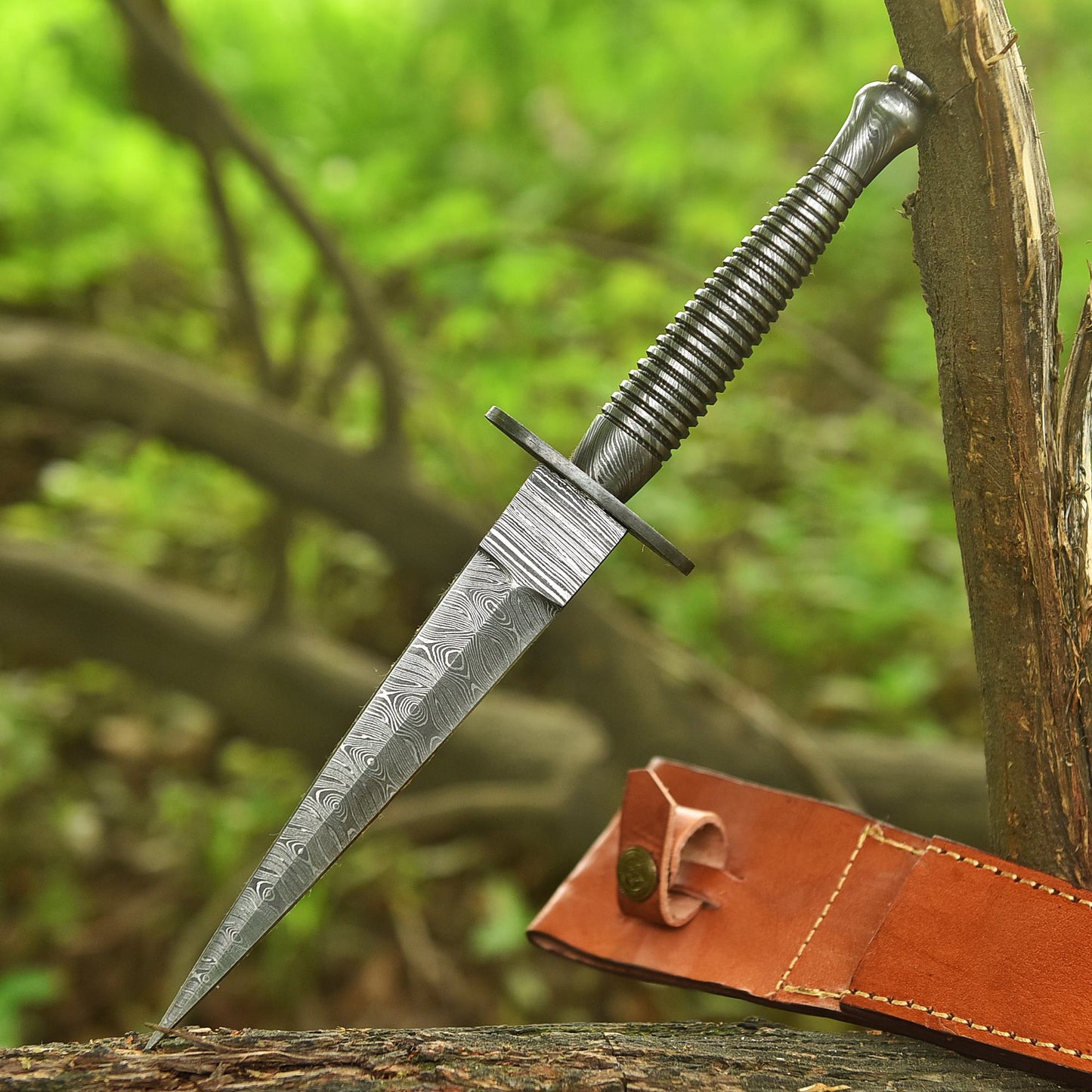 12" EDC Custom Handmade Damascus Steel Dagger Adventure Knife Full Tang