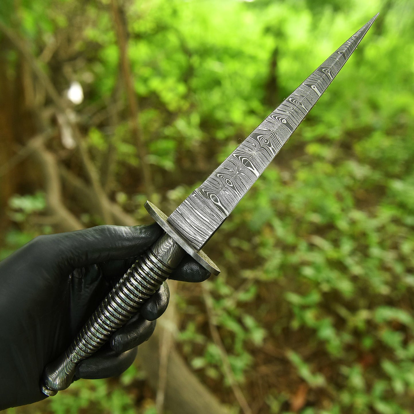 12" EDC Custom Handmade Damascus Steel Dagger Adventure Knife Full Tang