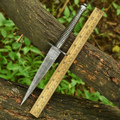 12" EDC Custom Handmade Damascus Steel Dagger Adventure Knife Full Tang