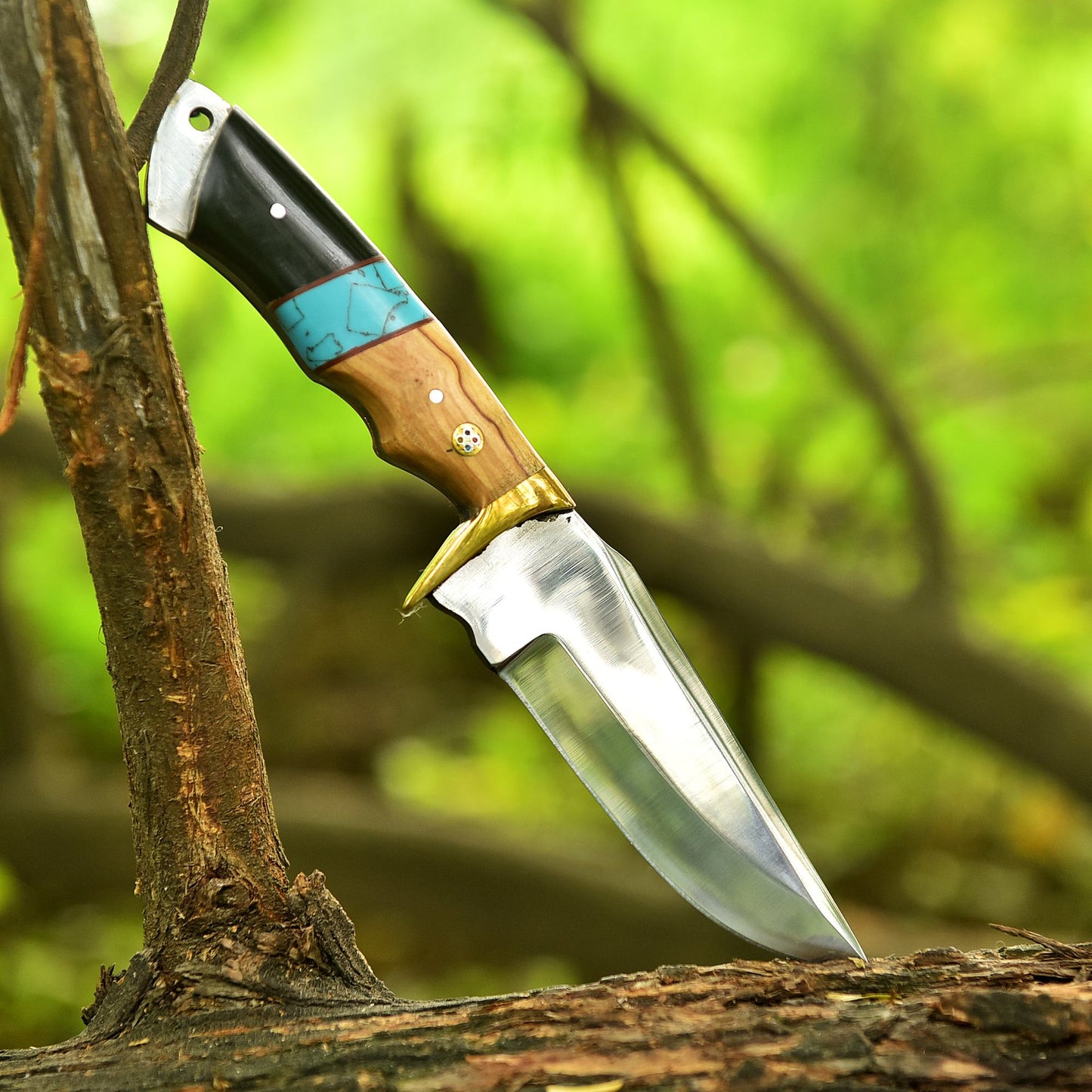 Hand Forged Full Tang Skinning Knife Wood D2 Steel Blade With Sheath