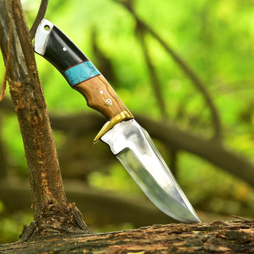 Hand Forged Full Tang Skinning Knife Wood D2 Steel Blade With Sheath