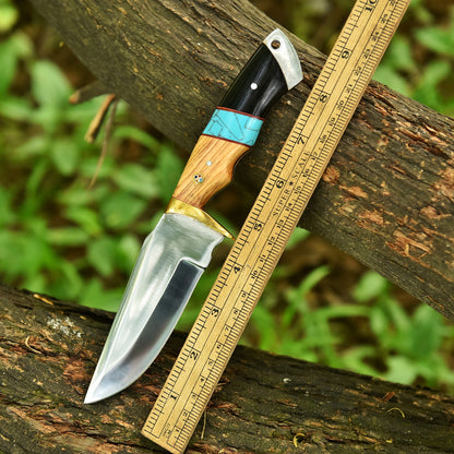 Hand Forged Full Tang Skinning Knife Wood D2 Steel Blade With Sheath