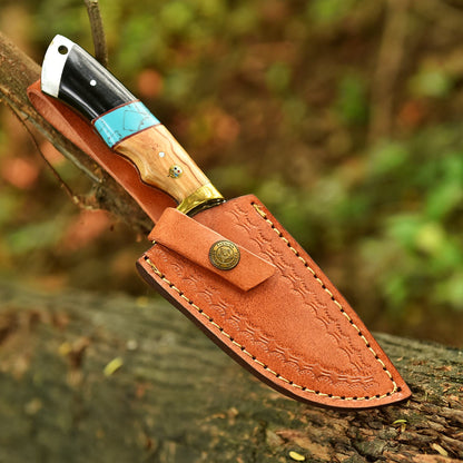 Hand Forged Full Tang Skinning Knife Wood D2 Steel Blade With Sheath