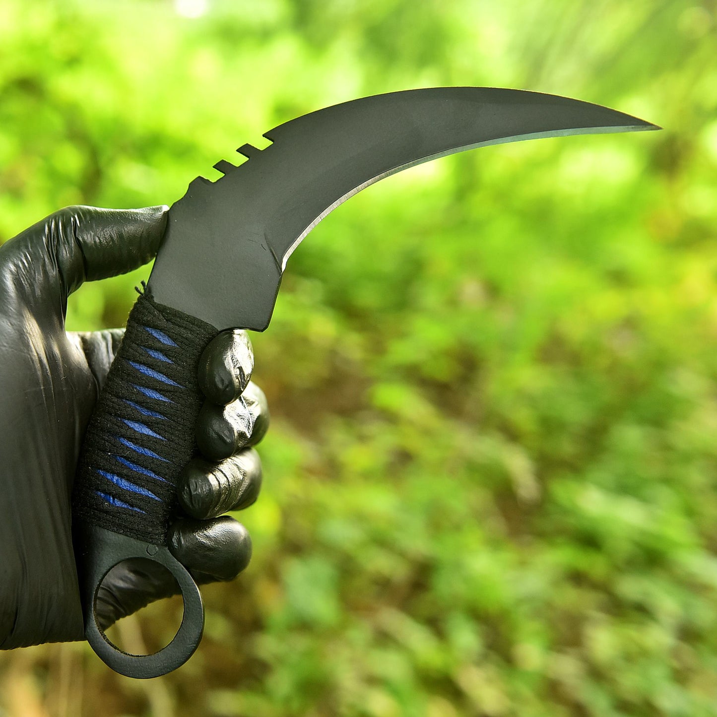 Handmade Elite Carbon Steel Curved Blade Karambit Knife Ring Handle EDC