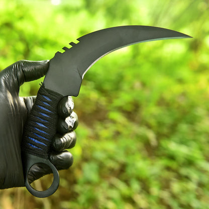 Handmade Elite Carbon Steel Curved Blade Karambit Knife Ring Handle EDC