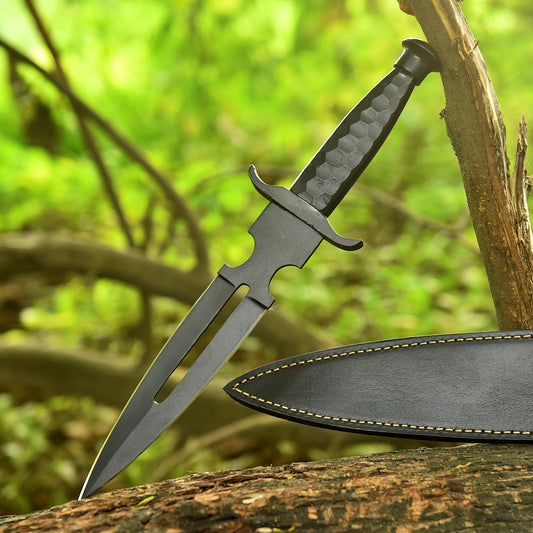 Elite Handmade Carbon Steel Double Edge Fixed Blade Dagger EDC Knife