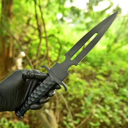 Elite Handmade Carbon Steel Double Edge Fixed Blade Dagger EDC Knife
