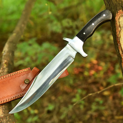 Handmade Bowie Carbon Steel D2 Blade Hunting Fix Blade Knife Micarta Handle