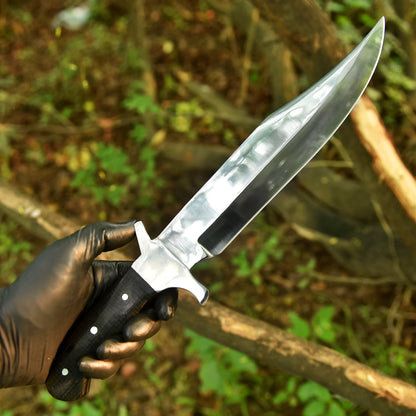 Handmade Bowie Carbon Steel D2 Blade Hunting Fix Blade Knife Micarta Handle