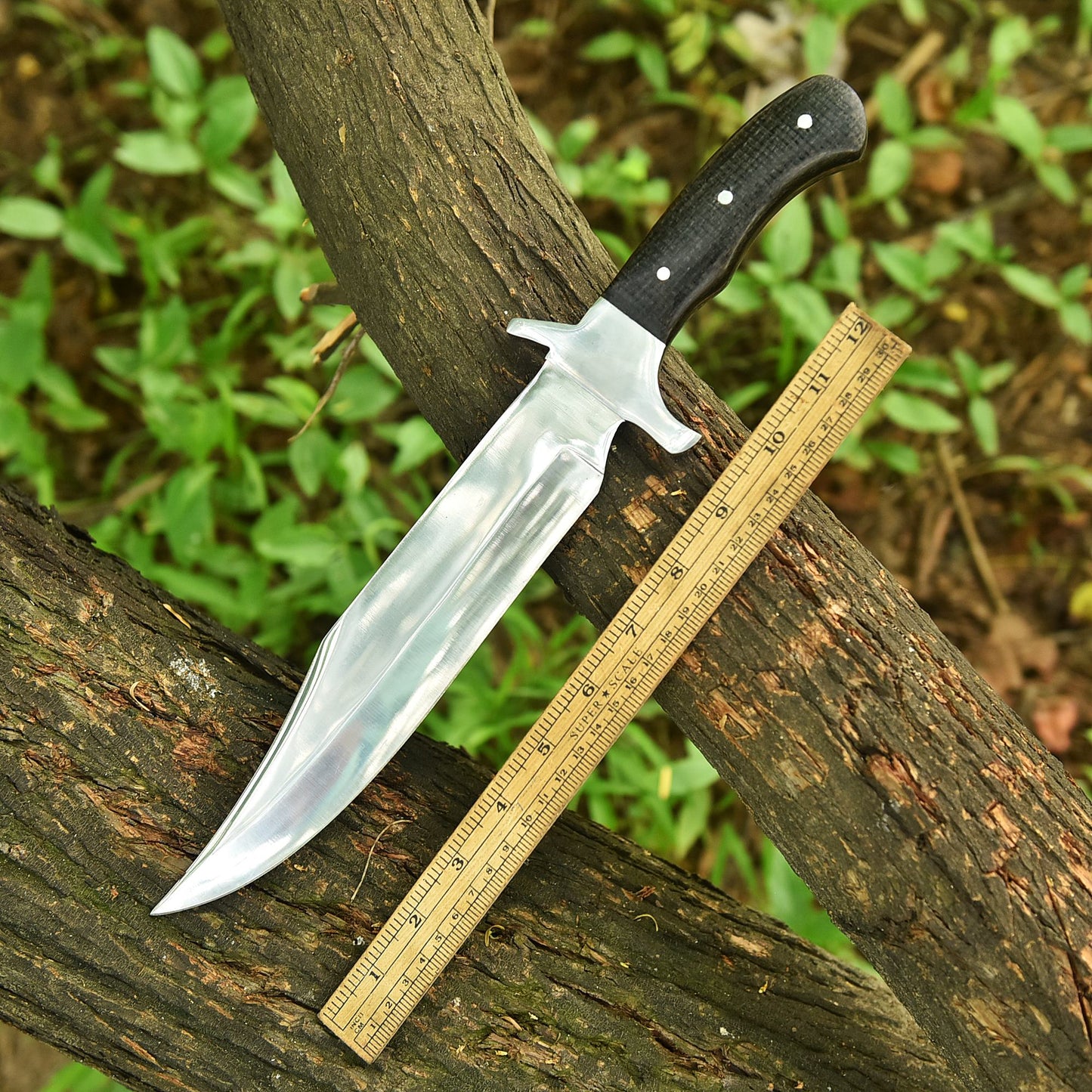Handmade Bowie Carbon Steel D2 Blade Hunting Fix Blade Knife Micarta Handle