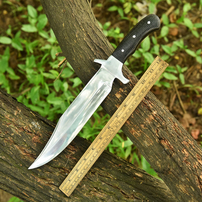 Handmade Bowie Carbon Steel D2 Blade Hunting Fix Blade Knife Micarta Handle