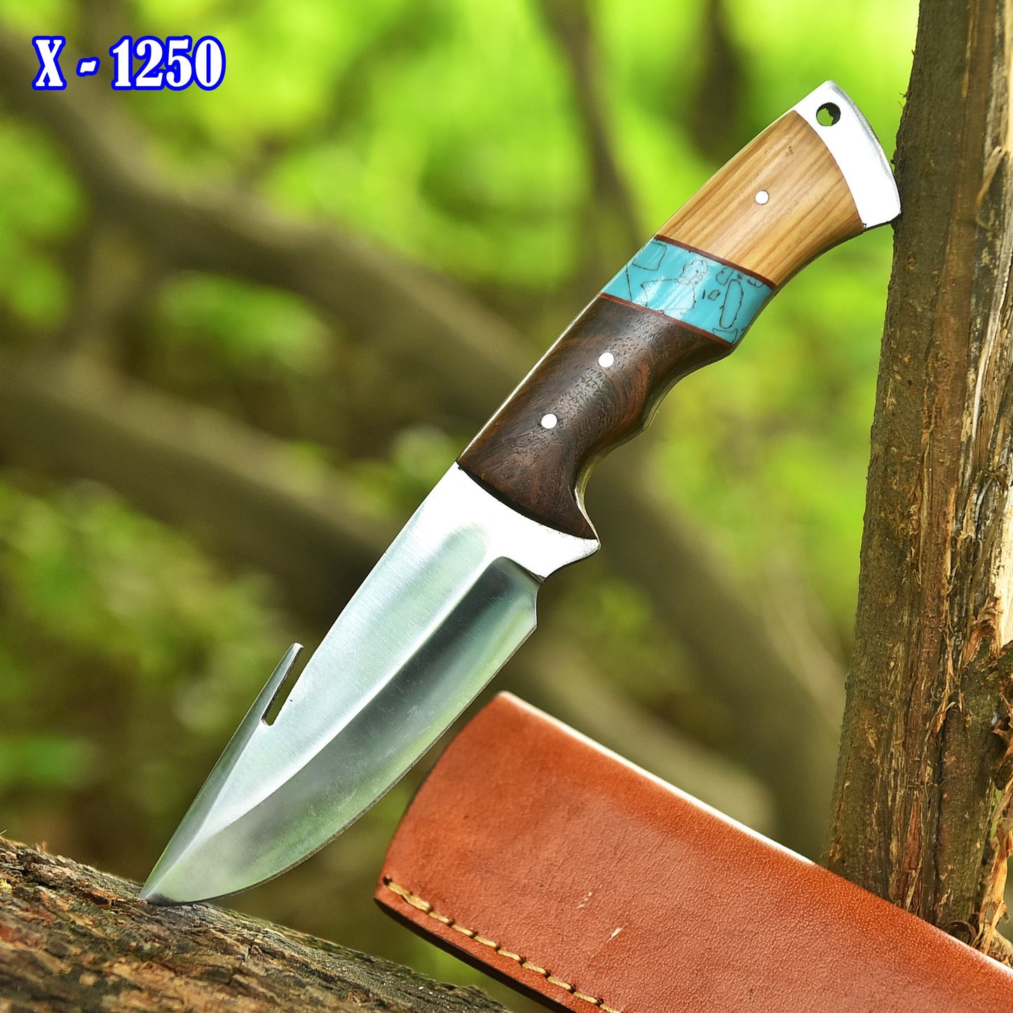 Hand Forged Full Tang Skinner Knife D2 Steel Blade Wood Resin Handle