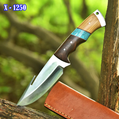 Hand Forged Full Tang Skinner Knife D2 Steel Blade Wood Resin Handle