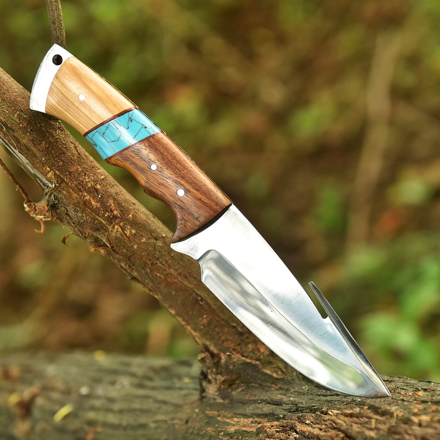 Hand Forged Full Tang Skinner Knife D2 Steel Blade Wood Resin Handle