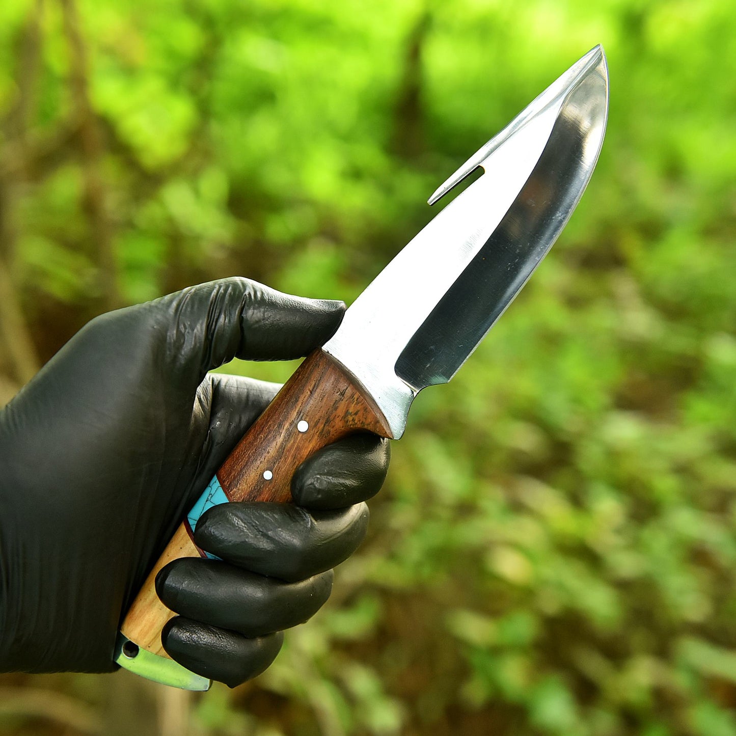 Hand Forged Full Tang Skinner Knife D2 Steel Blade Wood Resin Handle