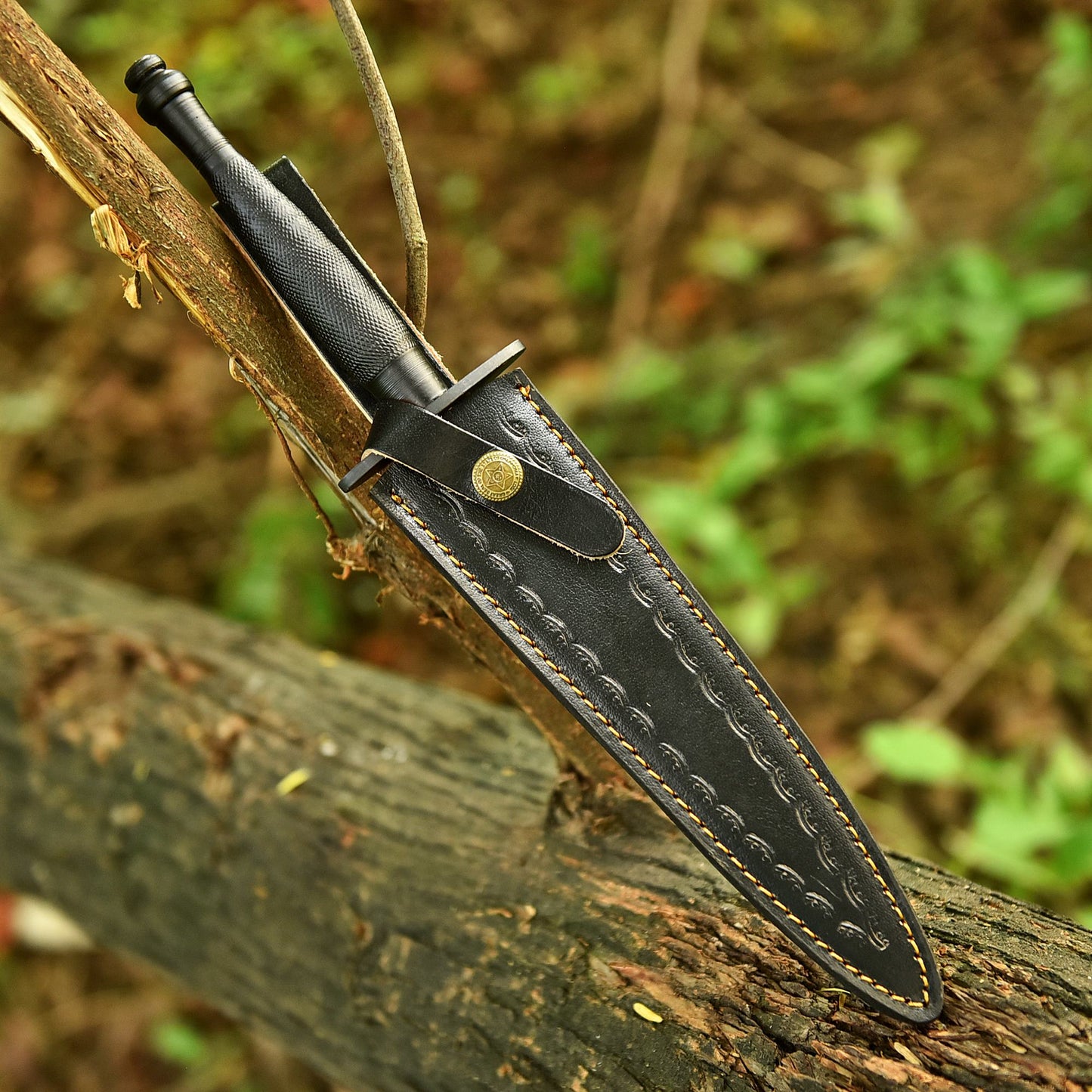 Handmade Tactical Carbon Steel Double Edge Dagger Knife Silver Handle
