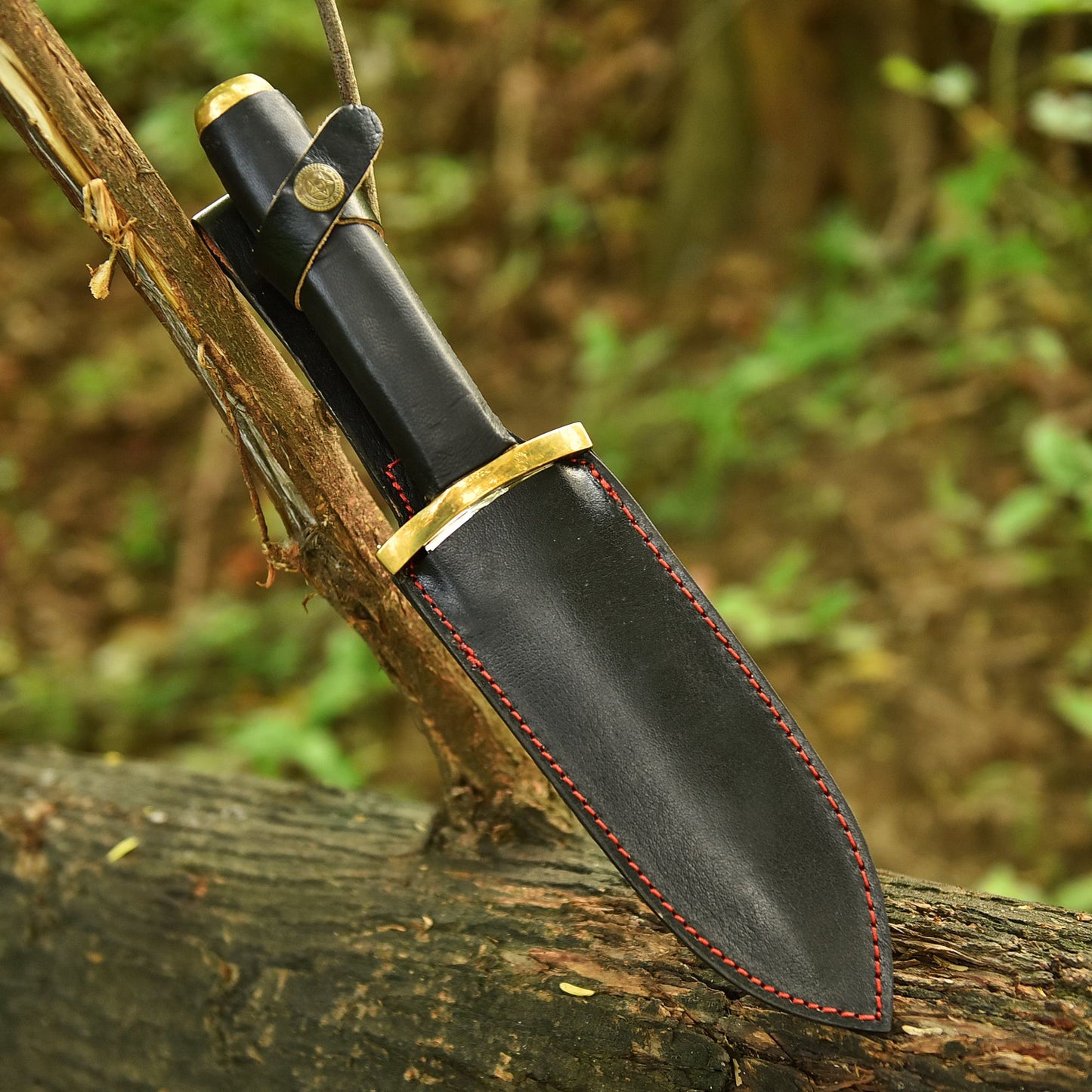 Custom Handmade Fixed Double Edge Carbon Steel Blade Leather Handle
