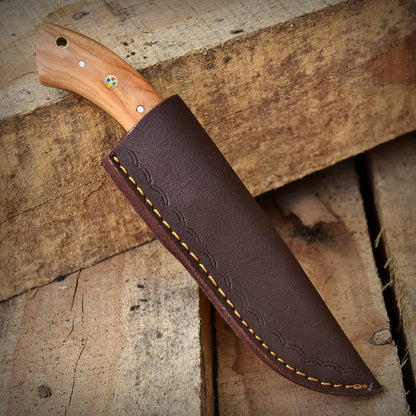 Handmade Damascus Steel Outdoor Hunting Skinner Knife Wood Handle