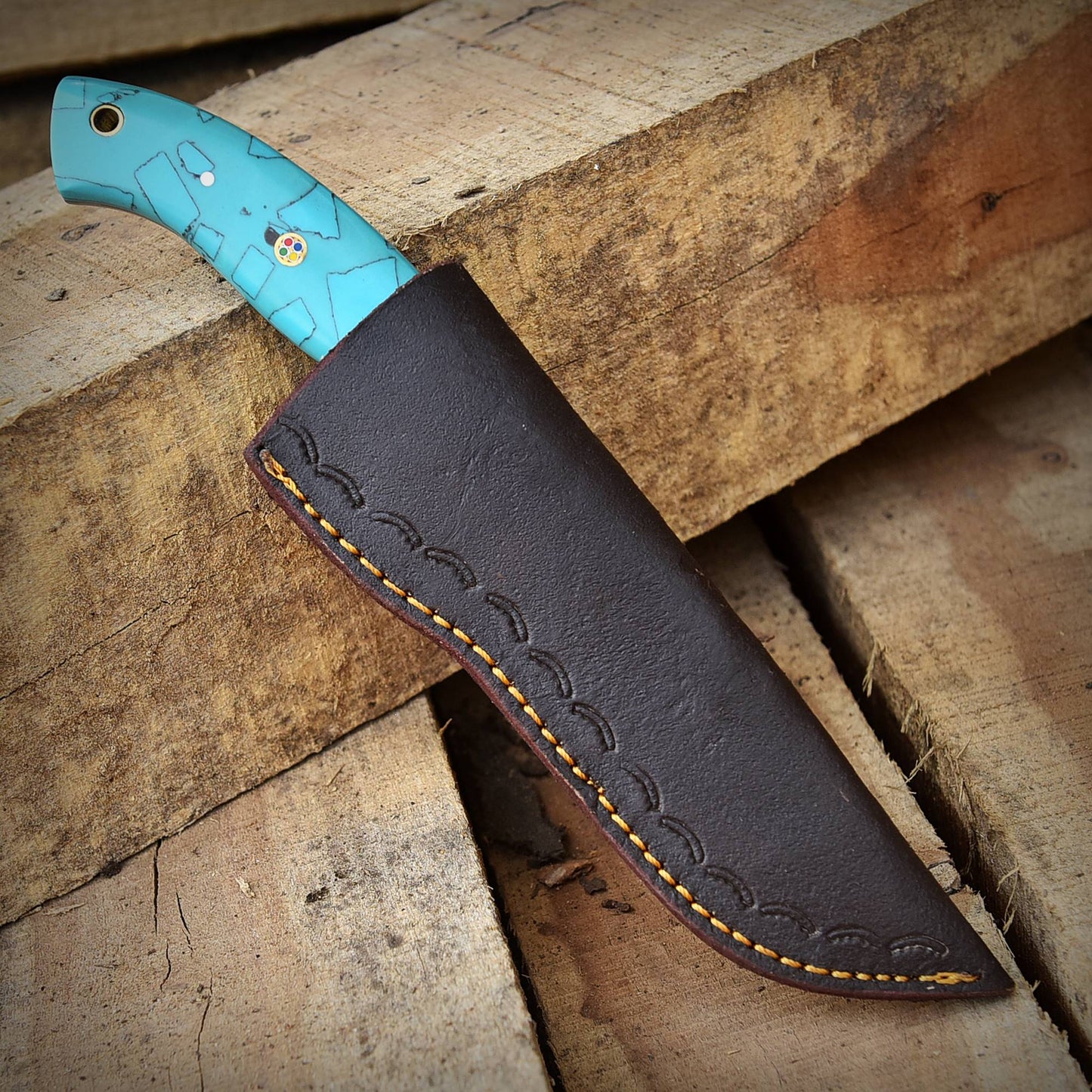 Custom Handmade Damascus Steel Blade Hunting Skinner Knife With Sheath