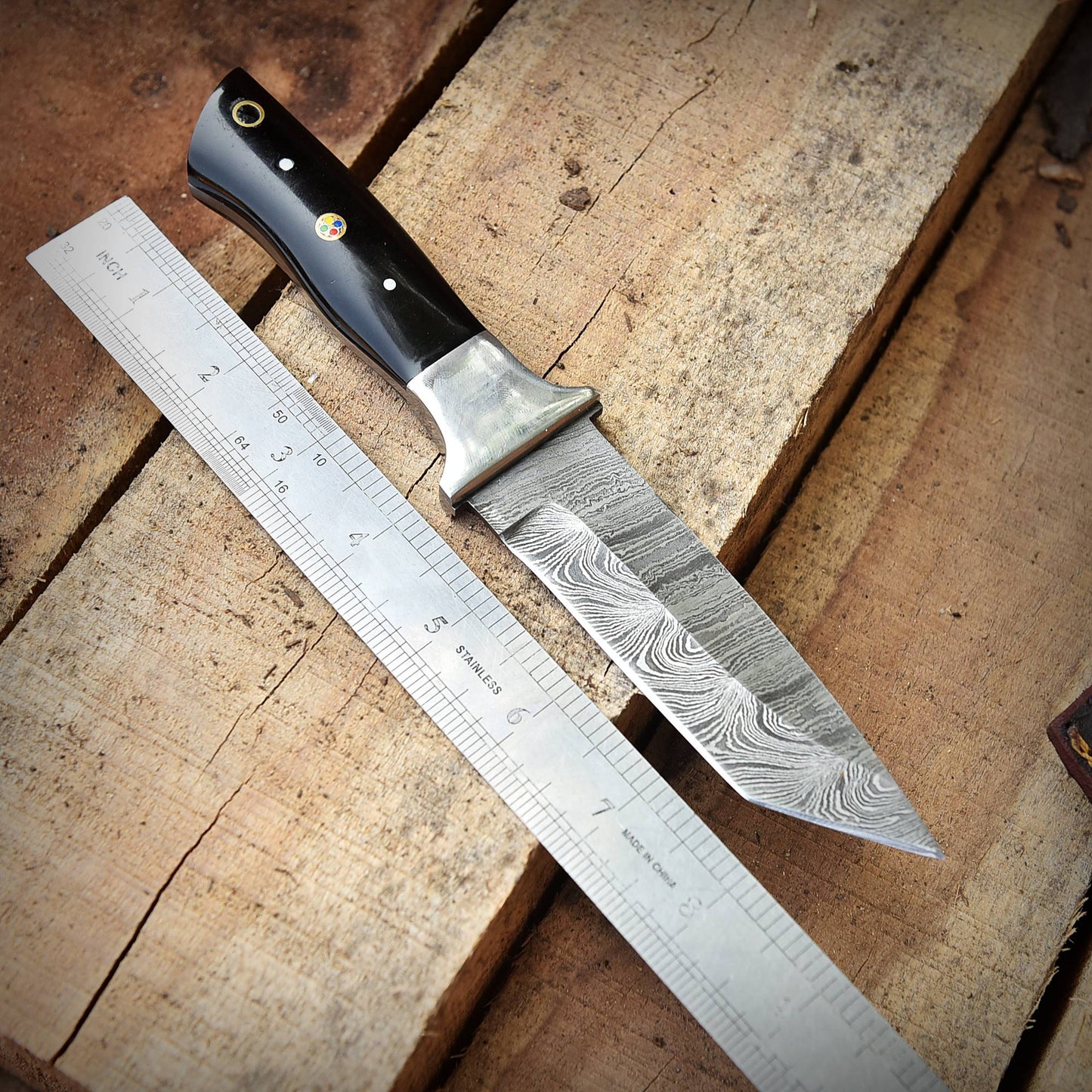 Custom Handmade Damascus Steel EDC Hunting Camping Skinning Knife