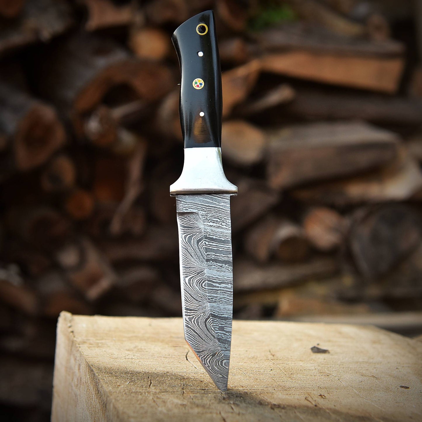 Custom Handmade Damascus Steel EDC Hunting Camping Skinning Knife