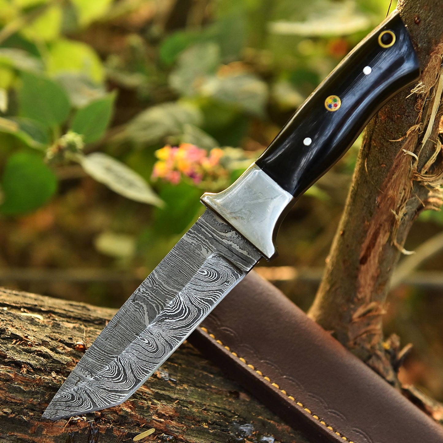 Custom Handmade Damascus Steel EDC Hunting Camping Skinning Knife