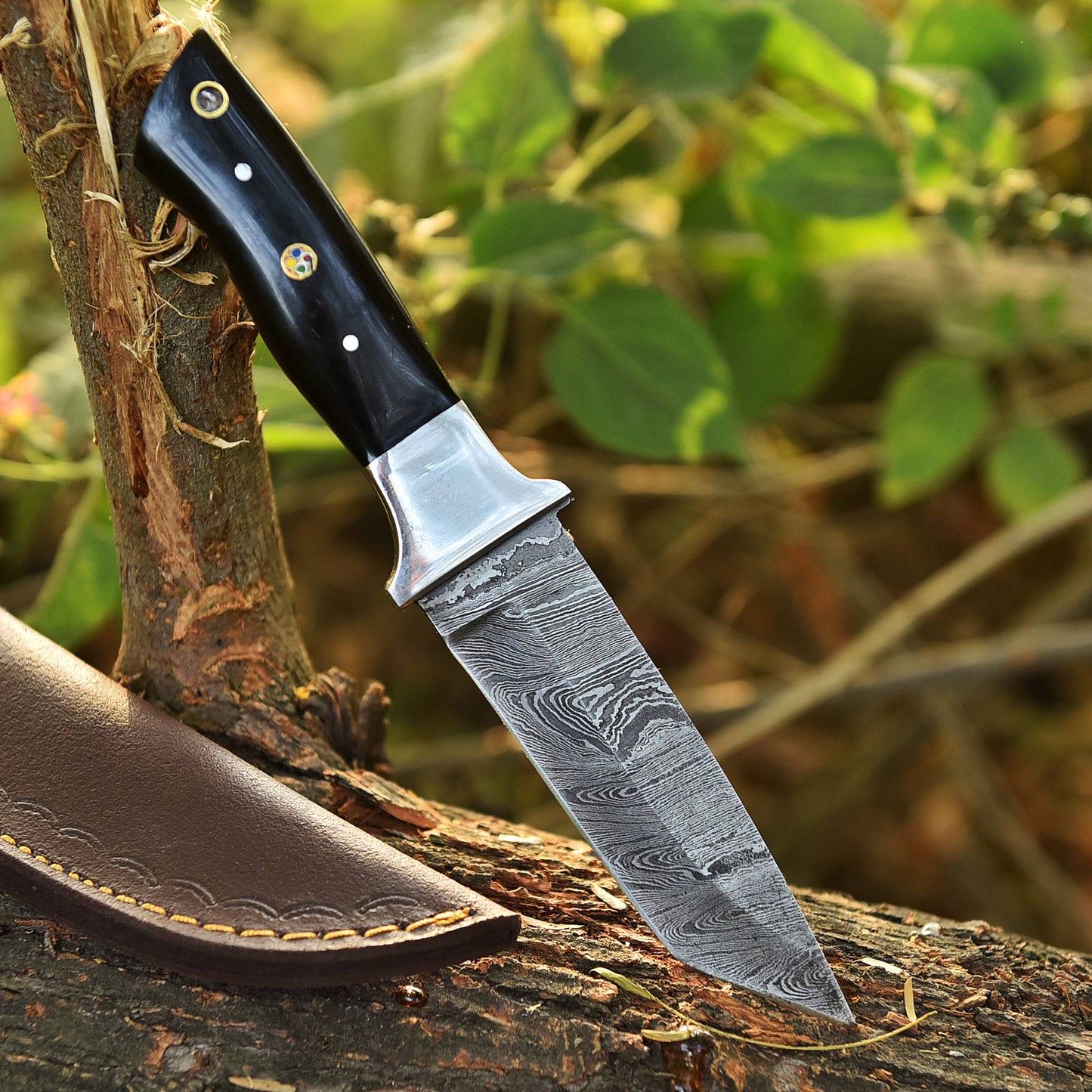 Custom Handmade Damascus Steel EDC Hunting Camping Skinning Knife