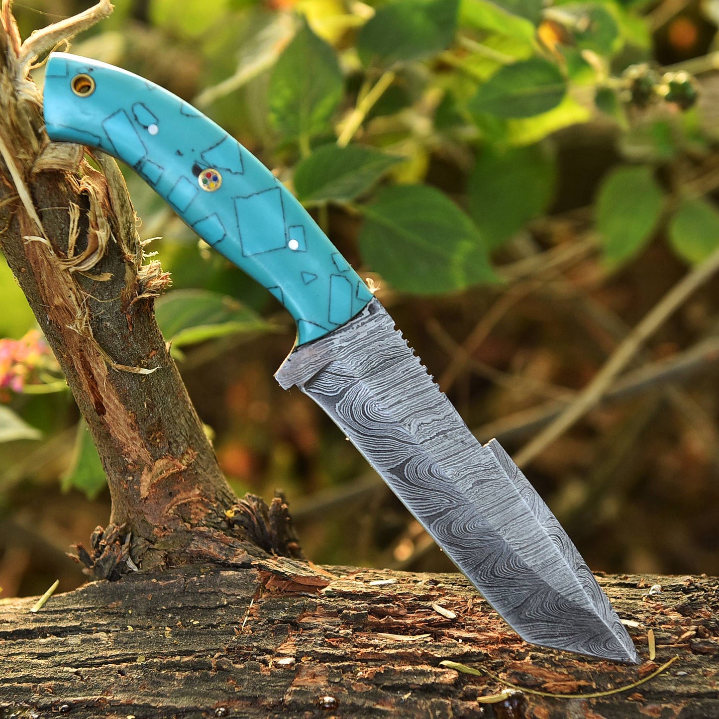 Custom Handmade Damascus Steel Blade Hunting Skinner Knife With Sheath