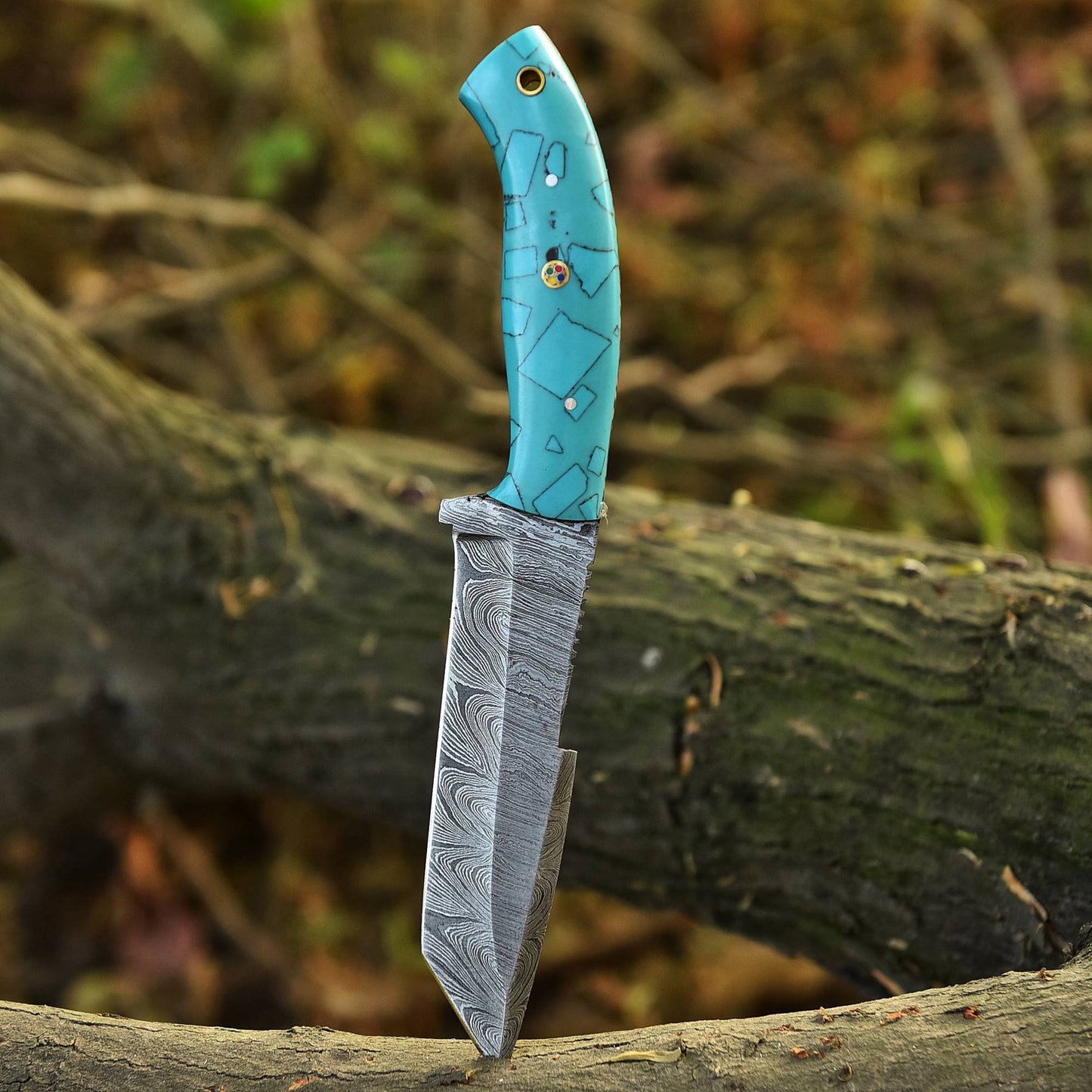 Custom Handmade Damascus Steel Blade Hunting Skinner Knife With Sheath
