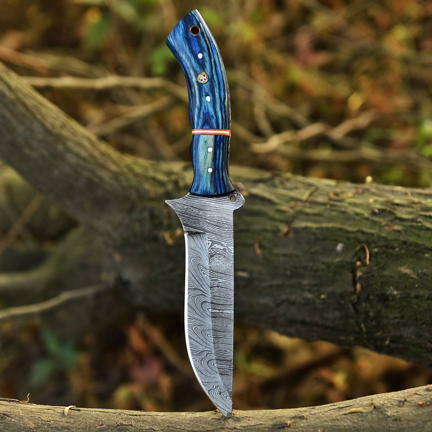 Custom Handmade Damascus Steel Full Tang Skinner Hunting Knife With Sheath