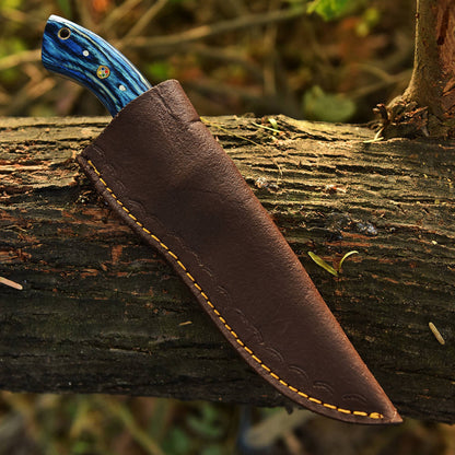 Custom Handmade Damascus Steel Full Tang Skinner Hunting Knife With Sheath