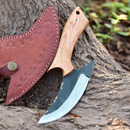 Hand Forged Carbon 1095 Steel Alaska Ulu Pizza Cutter Kitchen Knife