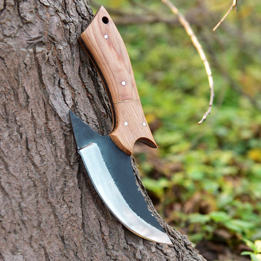 Hand Forged Carbon 1095 Steel Alaska Ulu Pizza Cutter Kitchen Knife