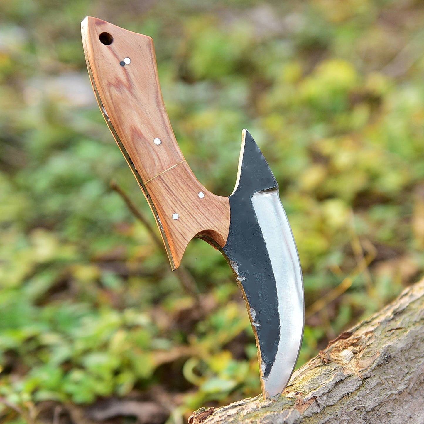 Hand Forged Carbon 1095 Steel Alaska Ulu Pizza Cutter Kitchen Knife
