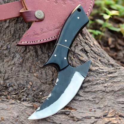 Handmade Carbon Steel Blade Alaska Ulu Kitchen Knife With Sheath