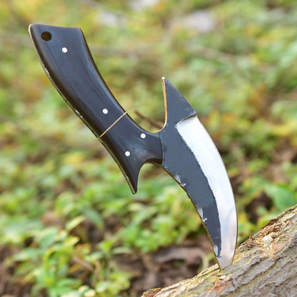 Handmade Carbon Steel Blade Alaska Ulu Kitchen Knife With Sheath